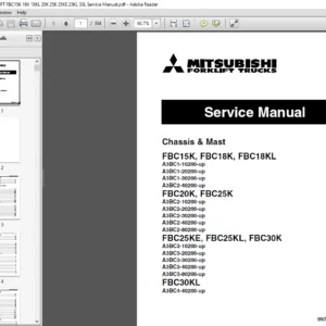 Mitsubishi Forklift FBC15K FBC18K FBC18KL FBC20K FBC25K FBC25KE FBC25KL FBC30K FBC30KL Service Manual