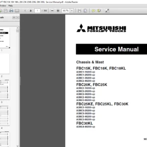 Mitsubishi Forklift FBC15K FBC18K FBC18KL FBC20K FBC25K FBC25KE FBC25KL FBC30K FBC30KL Service Manual