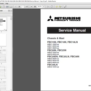 Mitsubishi Forklift FBC15N FBC18N FBC18LN FBC20N FBC25N FBC25EN FBC25LN FBC30N FBC30LN Service Manual