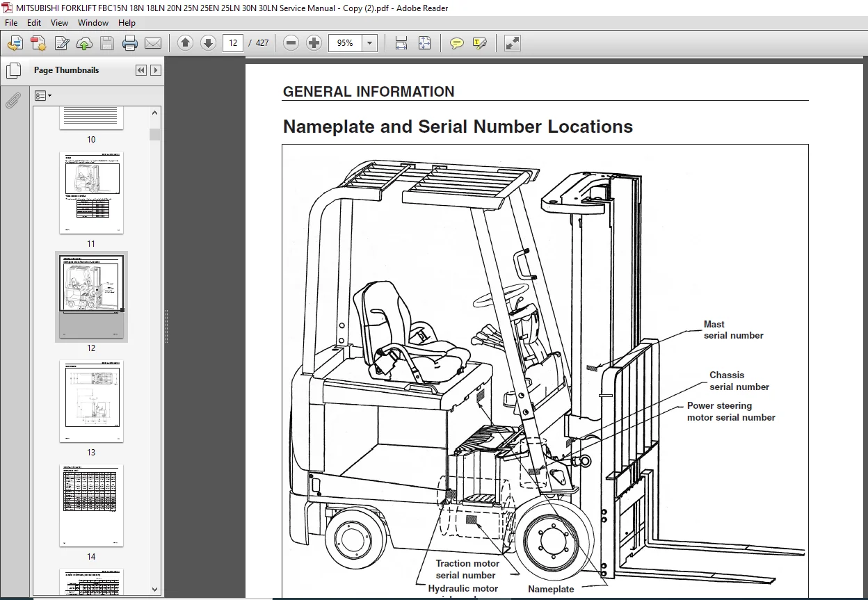 Mitsubishi Forklift FBC15N FBC18N FBC18LN FBC20N FBC25N FBC25EN FBC25LN FBC30N FBC30LN Service Manual - Image 3