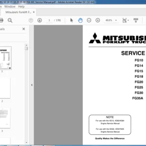 Mitsubishi Forklift FG10 FD10 FG14 FD14 FG15 FD15 FG18 FD18 FG20 FD20 FG25 FD25 FG30 Service Manual