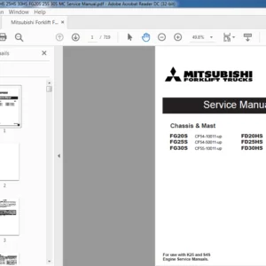 Mitsubishi Forklift FG20S FD20HS FG25S FD25HS FG30S FD30HS Trucks Service Manual - PDF DOWNLOAD