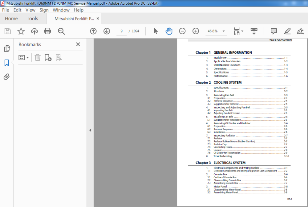 Mitsubishi Forklift FD60NM FD70NM MC Service Manual - PDF DOWNLOAD ...