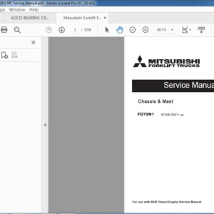 Mitsubishi Forklift FD70N1 Chassis & Mast Service Manual - PDF DOWNLOAD