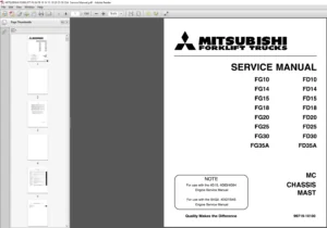 Mitsubishi Forklift FG10 FD10 FG14 FD14 FG15 FD15 FG18 FD18 FG20 FD20 FG30 FD30 FG35A FD35A Service Manual