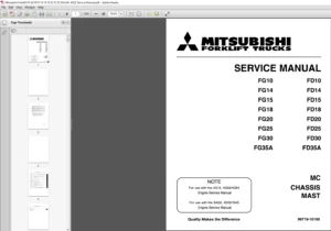 Mitsubishi Forklift FG10 FD10 FG14 FD14 FG15 FD15 FG18 FD18 FG20 FD20 FG25 FD25 FG30 Service Manual