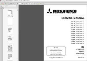 Mitsubishi Forklift FG15K FD15K FG18K FD18K FG20K FD20K FG25K FD25K FG30K FD30K FG35K FD35K Service Manual
