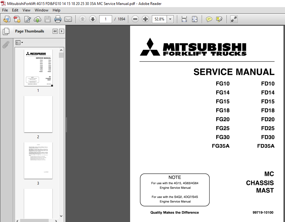 BEST Mitsubishi Forklift FG25 FD25 FG20 FD20 SERVICE REPAIR SHOP MANUAL PDF CD 
