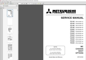 Mitsubishi Forklift FG15K FD15K FG18K FD18K FG20K FD20K FG25K FD25K FG30K FD30K FG35K Service Manual