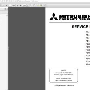 Mitsubishi Forklift FG15K FD15K FG18K FD18K FG20K FD20K FG25K FD25K FG30K FD30K FG35K Service Manual