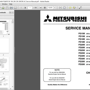 Mitsubishi Forklift FG15K FD15K FG18K FD18K FG20K FD20K FG25K FD25K FG30K FD30K FG35K FD35K AC Service Manual
