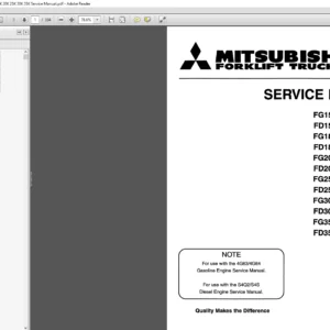 Mitsubishi Forklift FG15K FD15K FG18K FD18K FG20K FD20K FG25K FD25K FG30K FD30K Service Manual