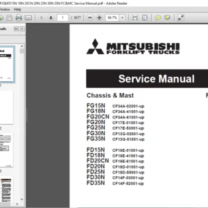 Mitsubishi Forklift FG15N FG18N FG20CN FG20N FG25N FG30N FG35N FD15N FD18N FD20CN Service Manual