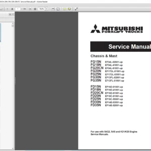 Mitsubishi Forklift FG15N FG18N FG20CN FG20N FG25N FG30N FG35N FD15N FD18N FD20CN FD20N FD25N FD30N FD35N Service Manual