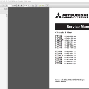 Mitsubishi Forklift FG15N FG18N FG20CN FG20N FG25N FG30N FG35N FD15N FD18N FD20CN Service Manual