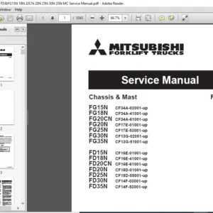 Mitsubishi Forklift FG15N FG18N FG20CN FG20N FG25N FG30N FG35N FD15N FD18N FD20CN FD30NFD35N FC Service Manual