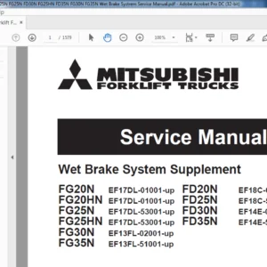Mitsubishi Forklift FG20N FD20N FG20HN FD25N FG25N FD30N FG25HN FD35N FG30N FG35N Service Manual