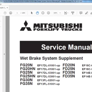 Mitsubishi Forklift FG20N FD20N FG20HN FG25N FG25N FD30N FG25HN FD35N FG30N FG35N Service Manual