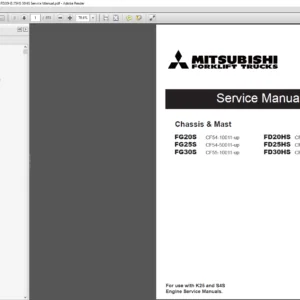Mitsubishi Forklift FG20S FD20HS FG25S FD25HS FG30S FG30HS Service Manual - PDF DOWNLOAD