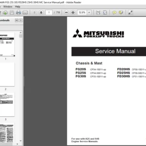 Mitsubishi Forklift FG20S FG25S FG30S FD20HS FD25HS FD30HS MC Service Manual - PDF DOWNLOAD