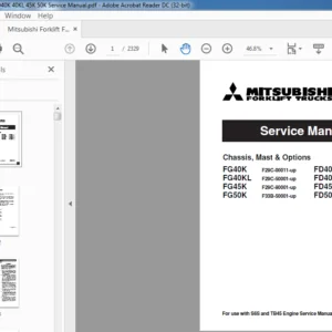 Mitsubishi Forklift FG40K FD40K FG40KL FD40KL FG45K FD45K FG50K FD50K Service Manual