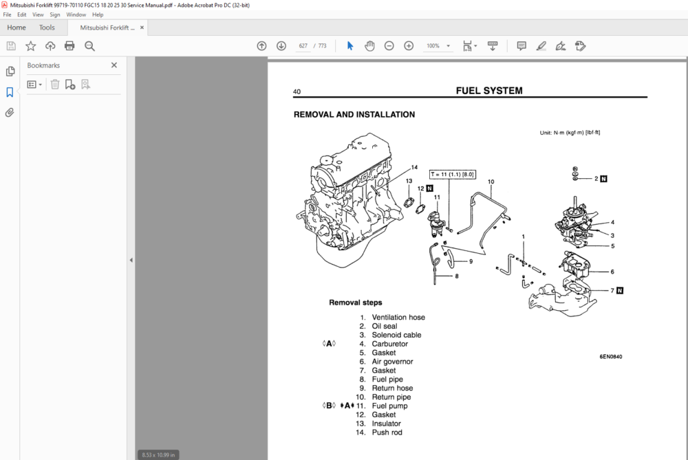 Mitsubishi Forklift FGC15 FGC18 FGC20 FGC25 FGC30 Trucks Service Manual ...