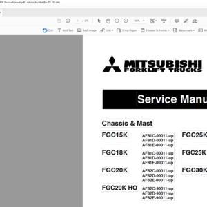 Mitsubishi Forklift FGC15K FGC18K FGC20K FGC20K HO FGC25K FGC25K HO FGC30K Service Manual - DOWNLOAD
