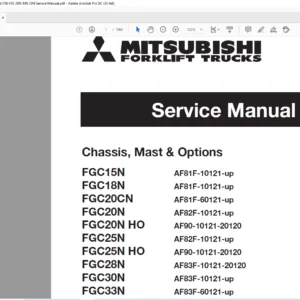 Mitsubishi Forklift FGC15N FGC18N FGC20CN FGC20N FGC20N-HO FGC25N FGC25N-HO FGC28N Service Manual