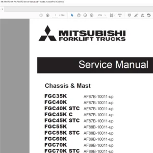 Mitsubishi Forklift FGC35K FGC40K FGC40K STC FGC45K C FGC45K STC FGC55K FGC55K STC Service Manual