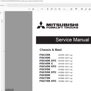 Mitsubishi Forklift FGC35K FGC40K FGC40K STC FGC45K C FGC45K STC FGC55K FGC55K STC Service Manual