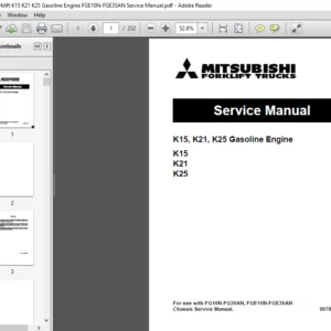 Mitsubishi Forklift K15 K21 K25 Gasoline Engine FGE10N FGE35AN Service Manual - PDF DOWNLOAD
