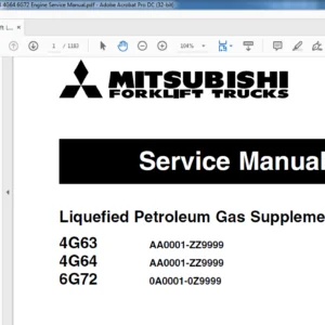 Mitsubishi Forklift Liquefied Petroleum Gas 4G63 4G64 6G72 Engine Service Manual - PDF DOWNLOAD