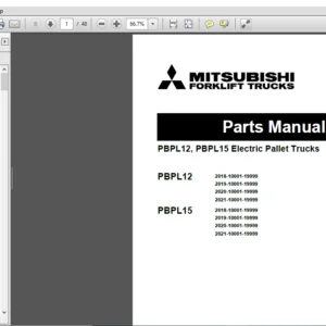 Mitsubishi Forklift PBPL12, PBPL15 Electric Pallet Trucks Parts Manual - PDF DOWNLOAD