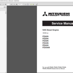 Mitsubishi Forklift S4S Diesel Engine FD20N FD25N FD30N FD33N FD35N FD35AN Service Manual