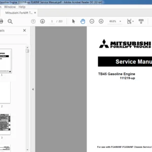 Mitsubishi Forklift TB45 Gasoline Engine 111219-up Service Manual - PDF DOWNLOAD