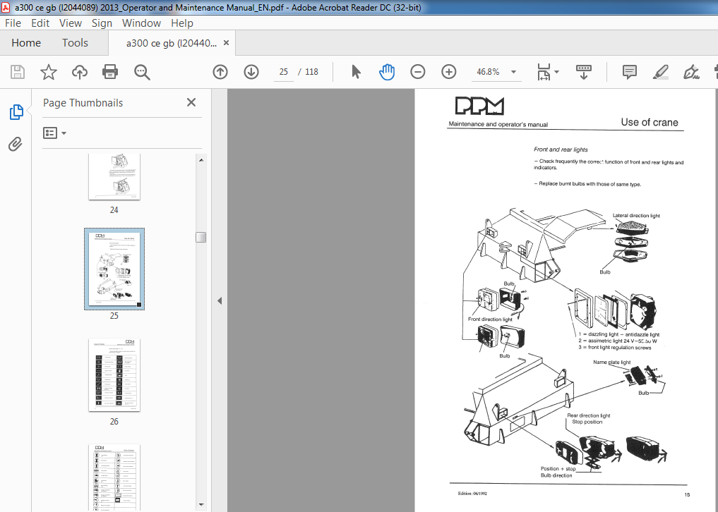 Terex PPM Crane A300 Operators & Maintenance Manual L2044089 - PDF ...