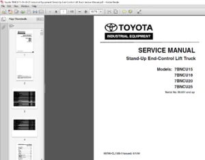 Toyota 7BNCU15-18-20-25 Industrial Equipment Stand-Up End-Control Lift Truck Service Manual - PDF DOWNLOAD