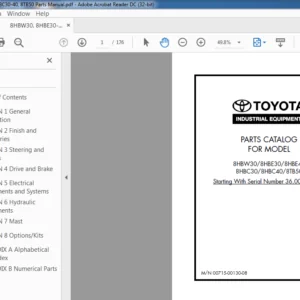 Toyota 8HBW30 8HBE30 8HBE40 8HBC30 8HBC40 8TB50 Parts Manual - PDF DOWNLOAD