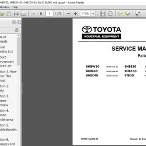 Toyota 8HBW30 8HBE30 8HBE40 8HBC30 8HBC40 8TB50 Service Manual - PDF DOWNLOAD