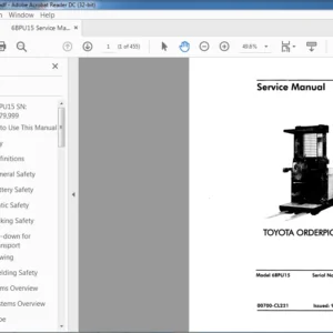 Toyota Orderpicker 6BPU15 Service Manual - PDF DOWNLOAD