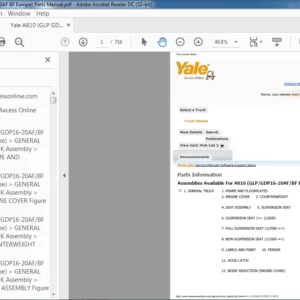 Yale A810 (GLP GDP16-20AF BF Europe) Parts Manual - PDF DOWNLOAD