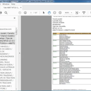 Yale A867 MT10-12-15 Parts Manual A867T1501U - A867T1525Z - PDF DOWNLOAD