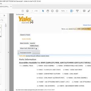 Yale A909 (GDPGLP170VX, GDP GLP190VX GDP GLP175VX36) Part Manual - PDF DOWNLOAD