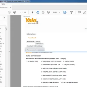 Yale A955 (ERP16-20VF Europe) Parts Manual - PDF DOWNLOAD