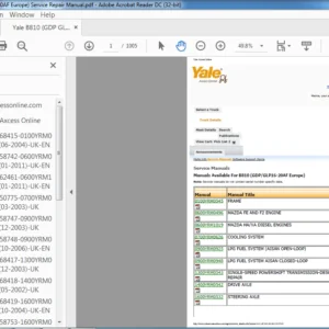 Yale B810 (GDP GLP16-20AF Europe) Service Repair Manual - PDF DOWNLOAD
