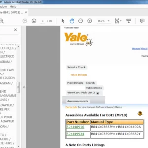 Yale B841 (MP18) Service Manual - PDF DOWNLOAD