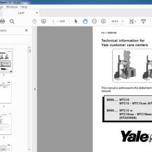 Yale B865 MTC 10, MTC 13 (NTA030SB), MTC 15 (NTA035SB) Service Manual - PDF DOWNLOAD