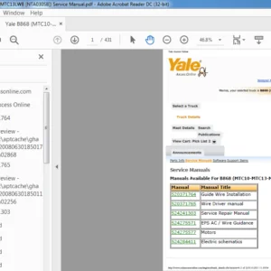 Yale B868 (MTC10-MTC13-MTC13LWB [NTA030SB]) Service Manual - PDF DOWNLOAD