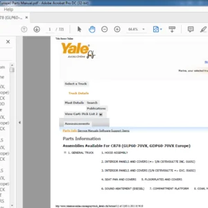 Yale C878 (GLP60-70VX GDP60-70VX Europe) Parts Manual - PDF DOWNLOAD