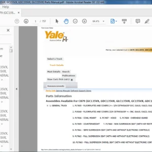 Yale C879 (GC135VX GDC135VX GLC135VX GC155VX GDC155VX GLC155VX) Parts Manual